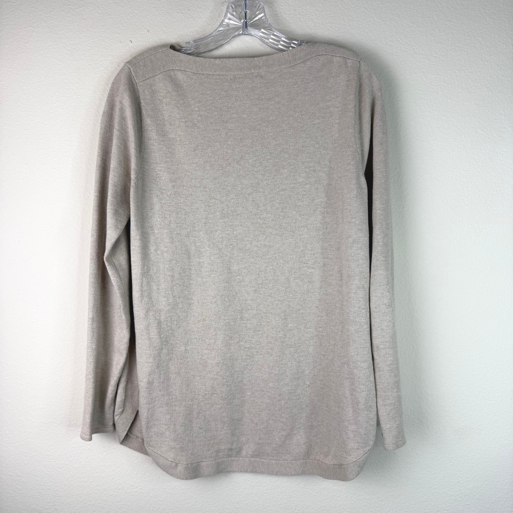 Orvis Sweater Womens S Oatmeal Cashmere Silk Blend Boat Neck Long Sleeve Knit